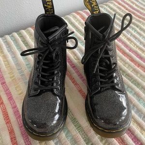 Dr Martens toddler black sparkly boots